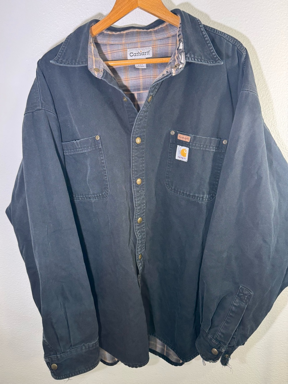 Carhartt Flannel Lined Men’s Dark Navy Button-Front Work Jacket